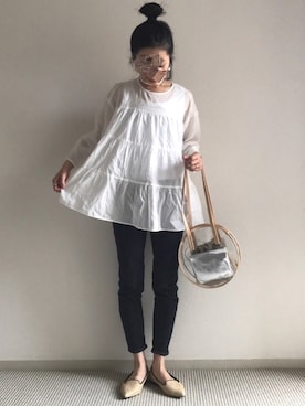 「ラウンドバッグ」｜「アイテム（アクセサリー）」を使った、yukariさん（レディース・168cm）の春コーディネート