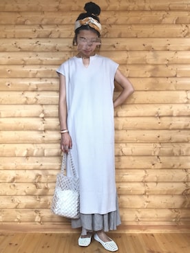 「ビーズバッグ」｜「アイテム（パンプス）」を使った、yukariさん（レディース・168cm）の夏コーディネート