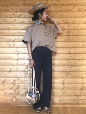 「透かし編みニット」｜「アイテム（財布/小物）」を使った、yukariさん（レディース・168cm）の夏コーディネート