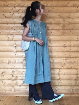 「URBAN RESEARCH Sonny Label（アーバンリサーチサニーレーベル）のノースリーブギャザーワンピース（ワンピース）」を使った、yukariさん（レディース・168cm）の夏コーディネート