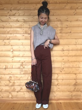 「FREAK'S STORE（フリークスストア）のアイテム（バンダナ/スカーフ）」を使った、yukariさん（レディース・168cm）の秋コーディネート