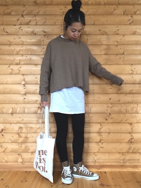 「Knit Mix（ニットミックス）のアイテム」を使った、yukariさん（レディース・168cm）の秋コーディネート