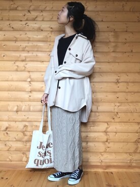「ケーブルニットスカート」｜yukariさん（レディース・168cm）の秋コーディネート