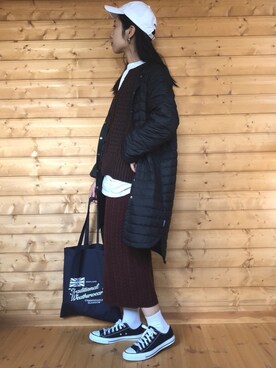 「Traditional Weatherwear（トラディショナルウェザーウェア）のTOTE BAG（トートバッグ）」を使った、yukariさん（レディース・168cm）の秋コーディネート