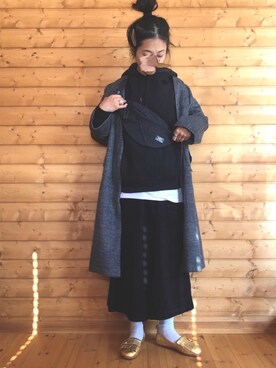 「Chaco closet（チャコ クローゼット）のリラクシングAラインフレアワイドパンツ（その他パンツ）」を使った、yukariさん（レディース・168cm）の秋コーディネート