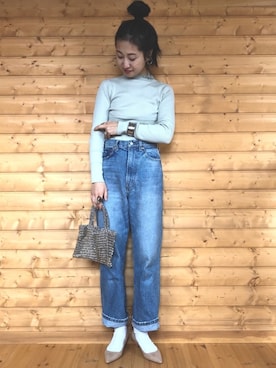 「petitcro（プティクロ）のpetitcro  ワイドバングル PCKB1901001（バングル/リストバンド）」を使った、yukariさん（レディース・168cm）の冬コーディネート