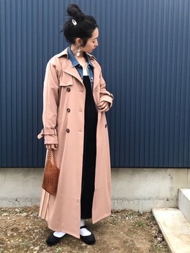 「ビーズバッグ」｜「アイテム（トレンチコート）」を使った、yukariさん（レディース・168cm）の冬コーディネート