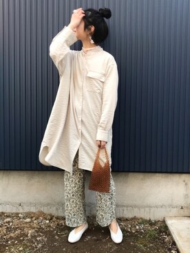 「ビーズバッグ」｜「アイテム（パンプス）」を使った、yukariさん（レディース・168cm）の春コーディネート