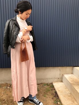 yukariさんの「beautiful people シュリンクレザーライダースジャケット」を使ったコーディネート