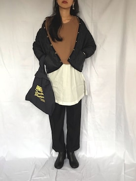 「Traditional Weatherwear（トラディショナルウェザーウェア）のMARCHE BAG MINI（トートバッグ）」を使った、yukariさん（レディース・168cm）の秋コーディネート