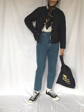 「Traditional Weatherwear（トラディショナルウェザーウェア）のMARCHE BAG MINI（トートバッグ）」を使った、yukariさん（レディース・168cm）の秋コーディネート