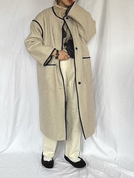 「パイピングコート」｜「アイテム（腕時計）」を使った、yukariさん（レディース・168cm）の冬コーディネート