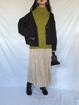 「ノーカラージャケット」｜yukariさん（レディース・168cm）の冬コーディネート