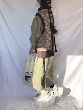 「ap retro（アプレトロ）のアイテム（シャツワンピース）」を使った、yukariさん（レディース・168cm）の冬コーディネート
