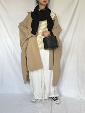 「ケープコート」｜「アイテム（トレンチコート）」を使った、yukariさん（レディース・168cm）の春コーディネート