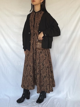 「ap retro（アプレトロ）のアイテム（ノーカラージャケット）」を使った、yukariさん（レディース・168cm）の春コーディネート
