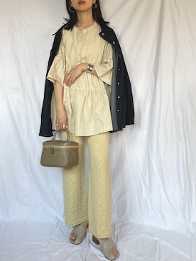 「トングサンダル」｜「アイテム（デニムジャケット）」を使った、yukariさん（レディース・168cm）の春コーディネート