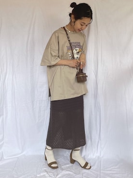 「透かし編みスカート」｜yukariさん（レディース・168cm）の春コーディネート