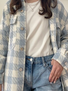 「stradivarius（ストラディバリウス）のアイテム（ジャケット/アウター）」を使った、YUZUKIさん（レディース・156cm）の春コーディネート