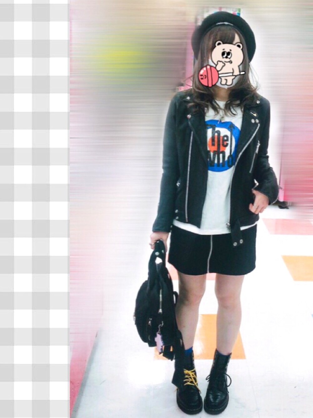 「ライダース、今日のコーデ、おしゃれさんと繋がりたい、黒、Dr.Martens」｜「RNAのアイテム（ライダースジャケット、ブラック系）」を使った、ラメさん（レディース・155cm）の秋コーディネートの1枚目の写真