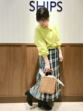 「SHIPS（シップス）のアイテム（かごバッグ）」を使った、土倉さん（レディース・153cm）の冬コーディネート