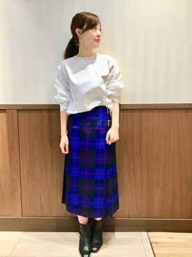 「SHIPS（シップス）のアイテム（スカート）」を使った、土倉さん（レディース・153cm）の夏コーディネート