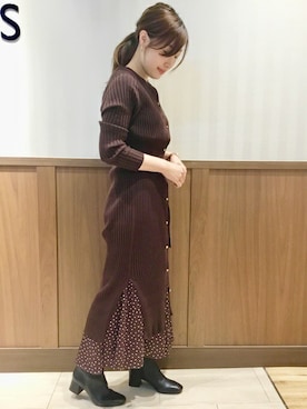 「SHIPS（シップス）のアイテム（カーディガン/ボレロ）」を使った、土倉さん（レディース・153cm）の秋コーディネート