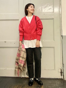 「SHIPS（シップス）のアイテム（ピアス（両耳用））」を使った、土倉さん（レディース・153cm）の冬コーディネート