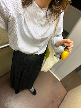 「ビッグシャツ」｜「アイテム（バレエシューズ）」を使った、mさん（レディース・155cm）の春コーディネート