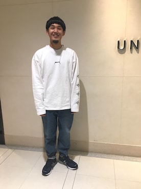 「MONKEY TIME（モンキータイム）の【予約】＜METALLICA × monkey time＞ LSL TEE/Tシャツ（Tシャツ/カットソー、ホワイト系）」を使った、Daiki Yamamotoさん（メンズ・177cm）の冬コーディネート