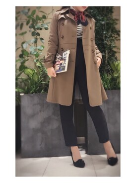 「BSTR」｜「アイテム（トレンチコート）」を使った、runaさん（レディース・156cm）の冬コーディネート