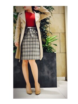 「BSTR」｜「アイテム（トレンチコート）」を使った、runaさん（レディース・156cm）の春コーディネート