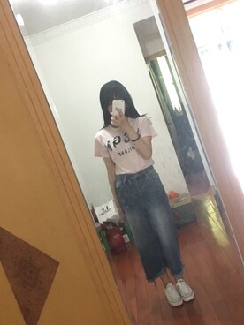 「MSGM（エムエスジーエム）のアイテム（パンツ）」を使った、Ivyさん（レディース・173cm）の夏コーディネート