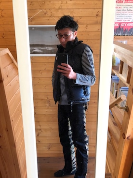 「NOISE MAKER（ノイズメーカー）のアイテム（パンツ）」を使った、S.SAKさん（メンズ・172cm）の冬コーディネート