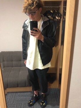 「PUMA」｜「アイテム（ナイロンジャケット）」を使った、S.SAKさん（メンズ・172cm）の春コーディネート
