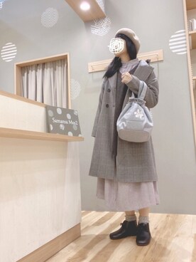 「サマンサモスモス」｜「アイテム（チェスターコート）」を使った、344.☺︎さん（レディース・160cm）の冬コーディネート
