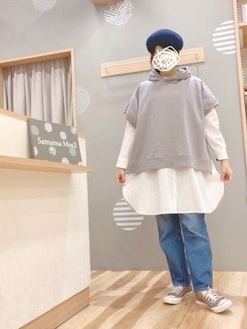 「いいね&フォロー よろしくお願いします☺︎」｜「アイテム（ハンチング/ベレー帽）」を使った、344.☺︎さん（レディース・160cm）の春コーディネート