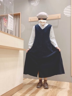 「いいね&フォロー よろしくお願いします☺︎」｜「アイテム（ジャンパースカート）」を使った、344.☺︎さん（レディース・160cm）の冬コーディネート