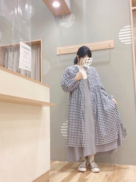 「Samansa Mos2 blue」｜「アイテム（シャツワンピース）」を使った、344.☺︎さん（レディース・160cm）の春コーディネート