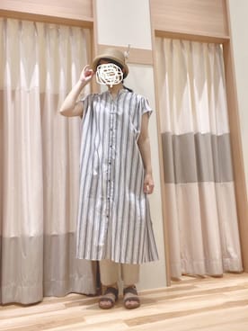 「ペーパーハット」｜「アイテム（その他）」を使った、344.☺︎さん（レディース・160cm）の夏コーディネート