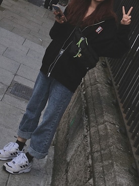 「Have a good time（ハバグッタイム）のアイテム（パーカー）」を使った、小餅乾-さん（レディース・166cm）の秋コーディネート