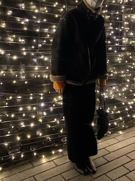 「RAY CASSIN（レイカズン）のアイテム（ムートンコート）」を使った、ひかさん（レディース・163cm）の冬コーディネート