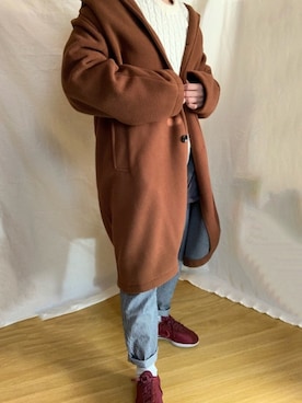 「白ニット」｜「アイテム（トレンチコート）」を使った、keeさん（メンズ・164cm）の冬コーディネート
