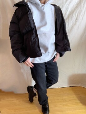 「ドレスシューズ」｜「アイテム（パーカー）」を使った、keeさん（メンズ・164cm）の冬コーディネート