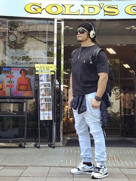 「G-STAR RAW（ジースターロゥ）のアイテム（ナイロンジャケット）」を使った、棚橋弘至さん（メンズ・181cm）の春コーディネート