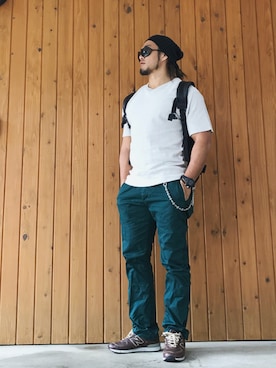 「PINECONE（パインコーン）のアイテム（パンツ）」を使った、棚橋弘至さん（メンズ・181cm）の春コーディネート