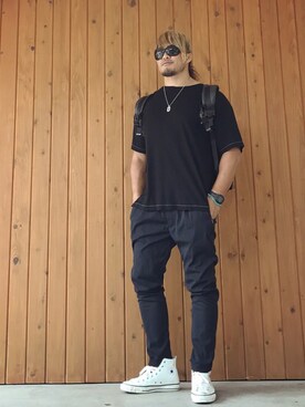 「MESSAGERIE(メッサジェリエ)のアイテム」を使った、棚橋弘至さん(メンズ・181cm)の夏コーディネート