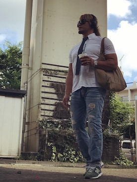 「アイテム（ネクタイ）」を使った、棚橋弘至さん（メンズ・181cm・40代）の夏コーディネート
