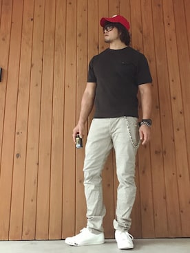 「Mt Rainier Designのアイテム」を使った、棚橋弘至さん（メンズ・181cm）の夏コーディネート