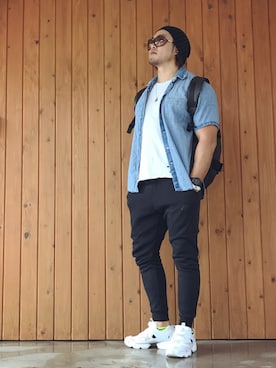 「8100（ハッセンヒャク）のアイテム」を使った、棚橋弘至さん（メンズ・181cm）の夏コーディネート